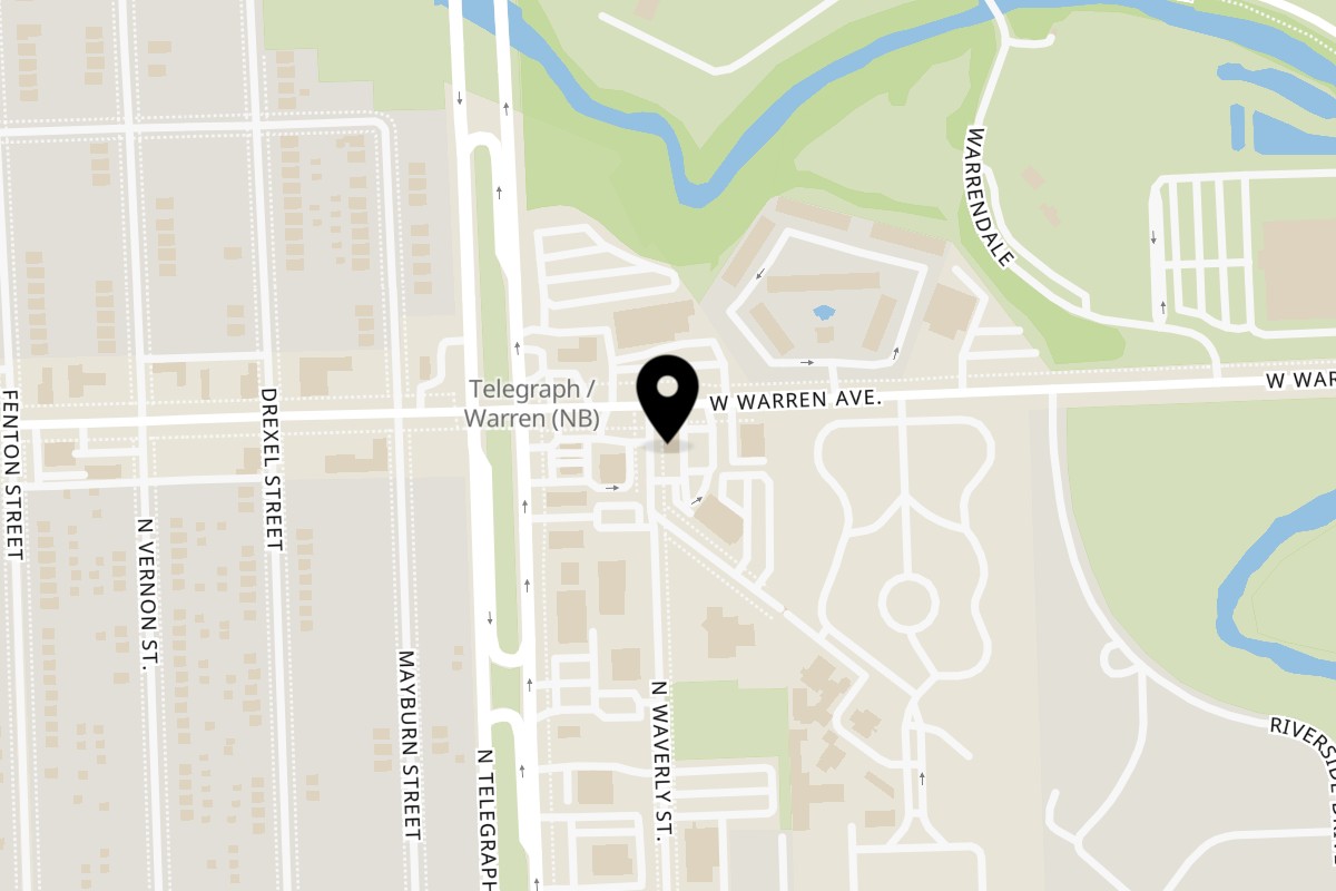 Map showing the location of The Burger Truck Dearborn Heights - W Warren St on 23849 W Warren St in Dearborn Heights