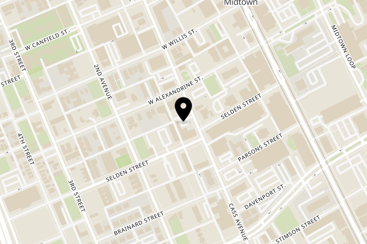 Map showing the location of The Burger Truck Detroit - Cass Ave on 3929 Cass Ave in Detroit